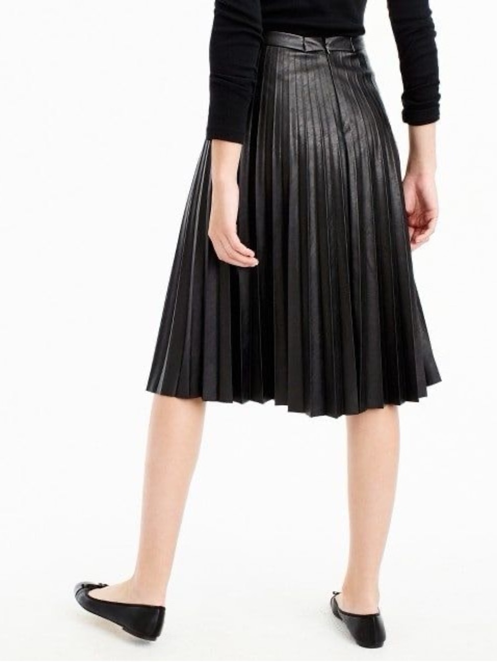 J.Crew Faux Leather Pleated Skirt in Black - EUC - Picture 3 of 15